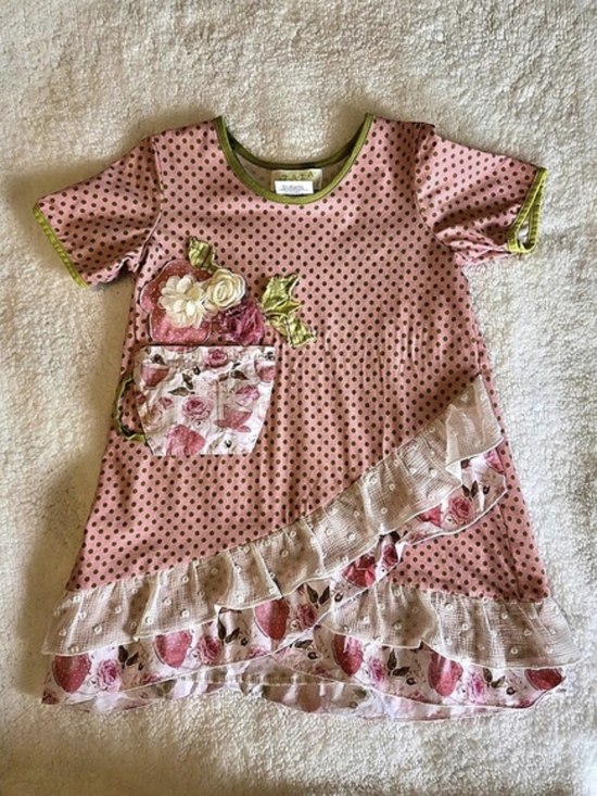 Zaza Couture Other - Zaza Couture Style V 1501 Girls Pink Polka Dot Dress Size 4